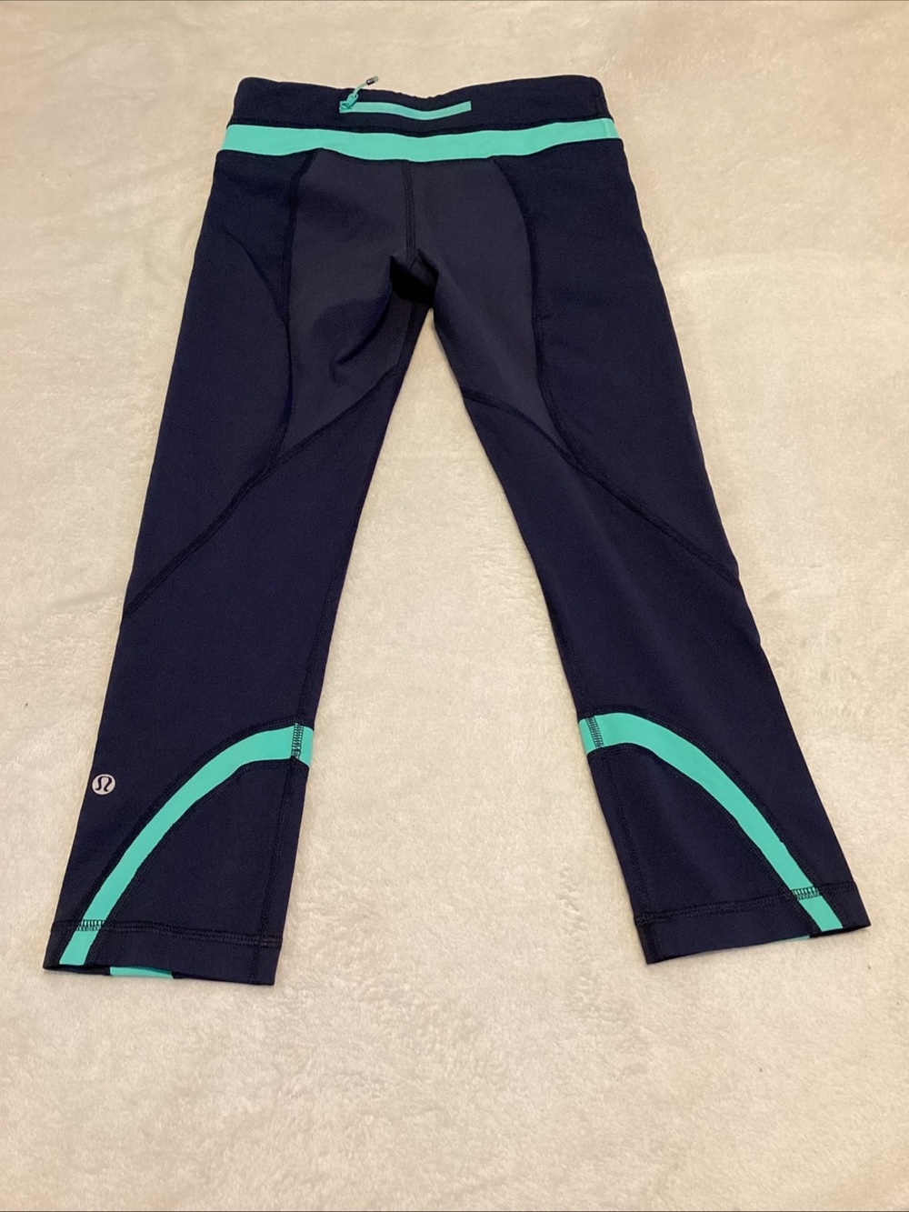 lululemon athletica Navy Capri Swim Leggings with Teal Accents